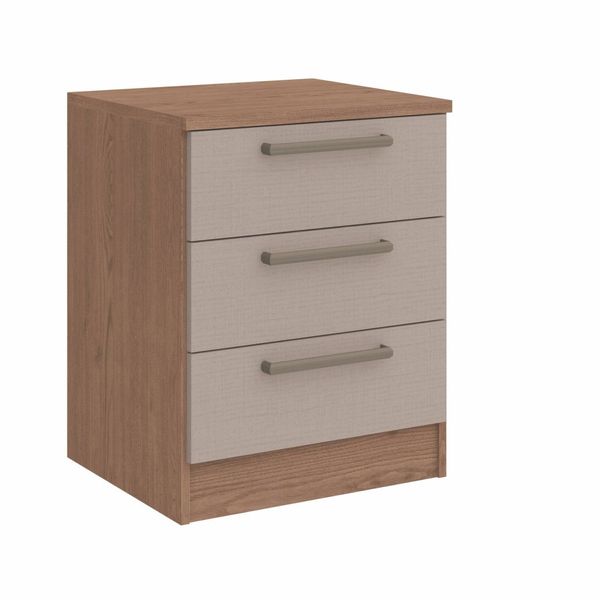 Mesa de Cabeceira Modulada 3 Gavetas Requinte+ 100% MDF Marrom Macadâmia/Duna Line Macadâmia/Duna Line