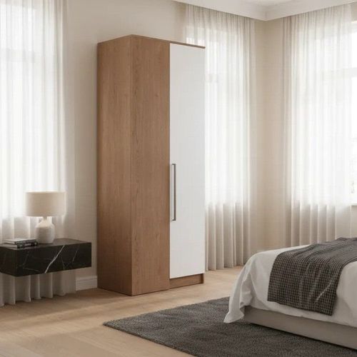 Guarda Roupa Modulado Canto Reto 1 Porta Requinte+ 100% MDF Marrom/Macadâmia/Branco Line Macadâmia/Branco Line