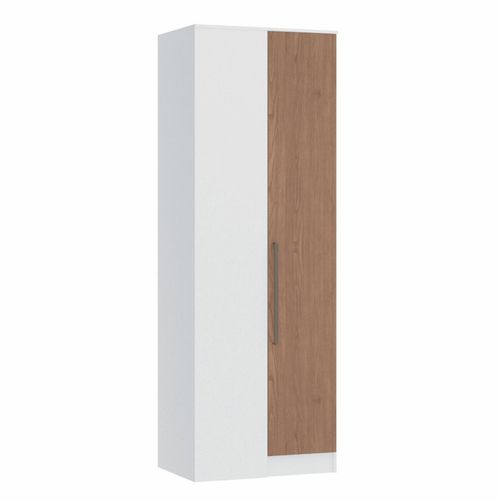 Guarda Roupa Modulado Requinte de Canto Reto com 1 Porta - Branco Line/Macadâmia