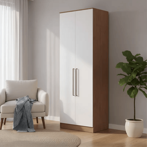 Guarda Roupa Modulado 2 Portas Requinte 100% MDF Macadâmia/Branco Line