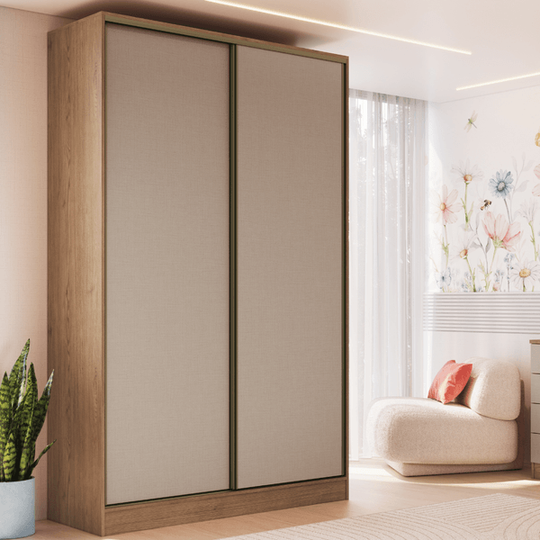 Guarda Roupa Modulado 2 Portas de Correr 2 Gavetas Requinte 100% MDF Macadâmia/Duna Line/Duna Line