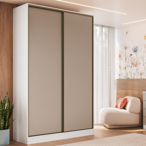 Guarda Roupa Modulado 2 Portas de Correr 2 Gavetas Requinte 100% MDF Branco Line/Duna Line/Duna Line