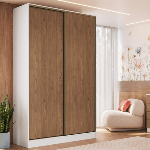 Guarda Roupa Modulado Requinte com 2 Portas de Correr - Branco Line/Macadâmia