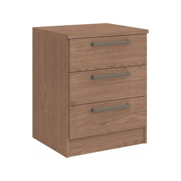 Mesa de Cabeceira Modulada 3 Gavetas Requinte+ 100% MDF Marrom Macadâmia Macadâmia