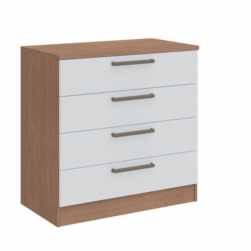 Cômoda Modulada Requinte com 4 Gavetas - Macadâmia/Branco Line