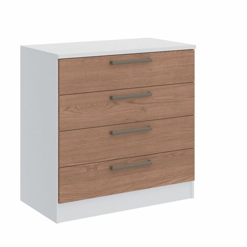 Cômoda Modulada Requinte com 4 Gavetas - Branco Line/Macadâmia