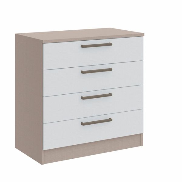 Cômoda Módulo Inferior 4 Gavetas Requinte+ 100% MDF Duna Line/Branco Line