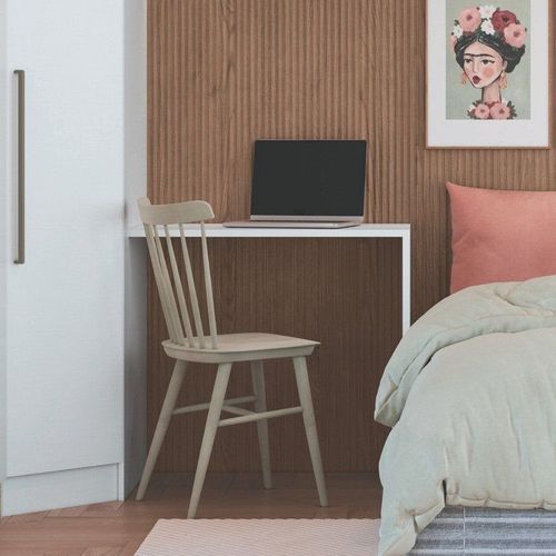 Mesa Complementar Office Requinte+ 100% MDF 80cm Branco Line Branco Line