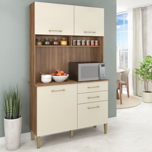 Cozinha Compacta Millena com 4 Portas - Manchester/Champagne