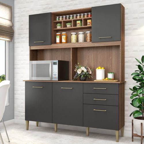 Cozinha Compacta Alice com 5 Portas - Manchester/Grafite