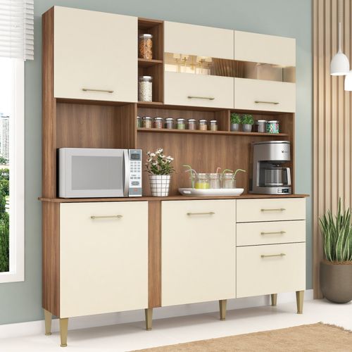 Cozinha Compacta Nicole com 6 Portas - Manchester/Champagne