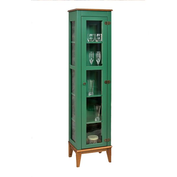Cristaleira com 1 Porta de Vidro - Amêndoa/Verde