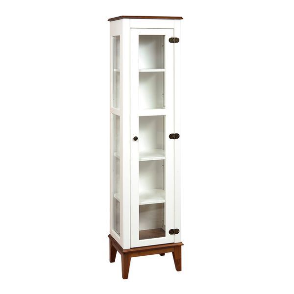 Cristaleira com 1 Porta de Vidro - Amêndoa/Branco