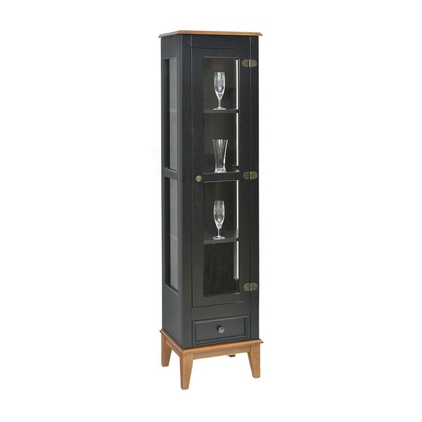 Cristaleira com 1 Porta de Vidro e 1 Gaveta - Amêndoa/Preto