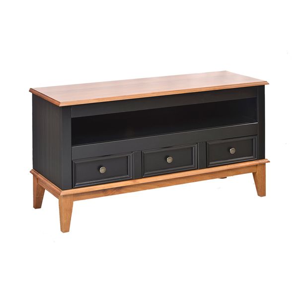 Rack com 3 Gavetas e 1 Nicho - Amêndoa/Preto