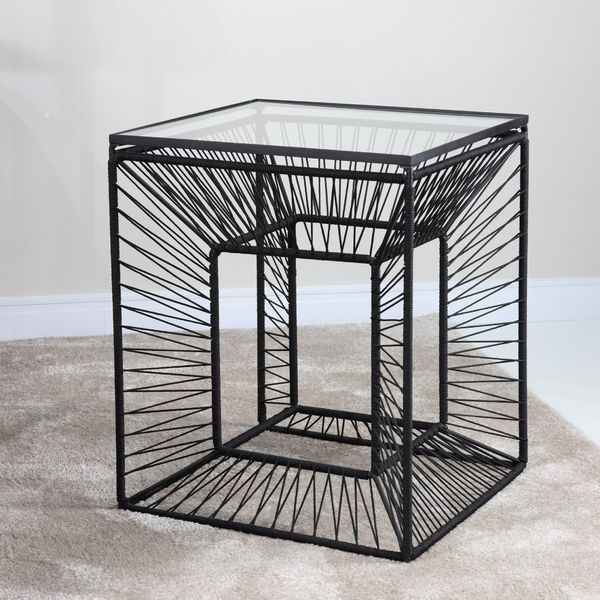 Mesa de Apoio com Vidro - Preto