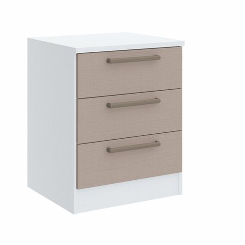 Mesa de Cabeceira Modulada Requinte com 3 Gavetas - Branco Line/Duna Line