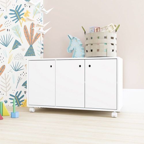 Nicho Organizador Infantil com 3 Portas 1 Prateleira Casatema Branco