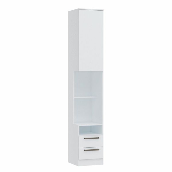 Mesa de Cabeceira Modulada Reto 1 Porta 2 Gavetas Requinte+ 100% MDF Branco Line