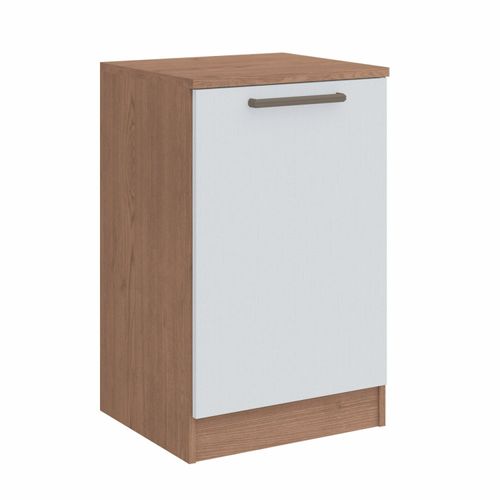 Mesa de Cabeceira Modulada Requinte com 1 Porta - Macadâmia/Branco Line