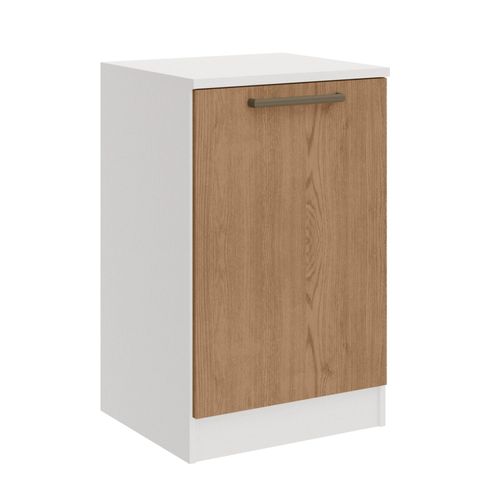 Mesa de Cabeceira Modulada Requinte com 1 Porta - Branco Line/Macadâmia