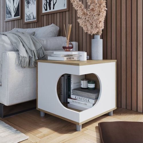 Mesa Lateral com Almofada - Carvalho