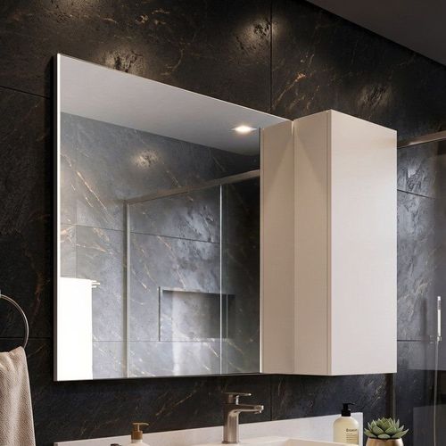 Espelheira para Banheiro com Espelho 80cm Branco Branco