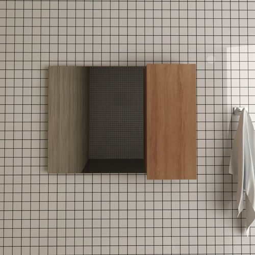 Armário para Banheiro Aéreo com Espelho - Amêndoa