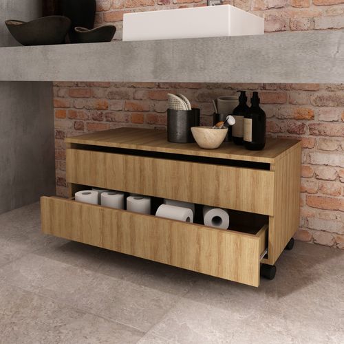 Gabinete para Banheiro com 2 Gavetas - Amêndoa