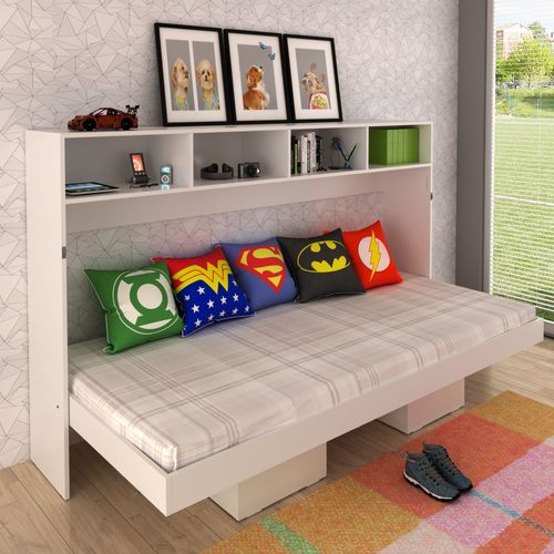 Cama de Solteiro Articulada com 4 Nichos - Branco