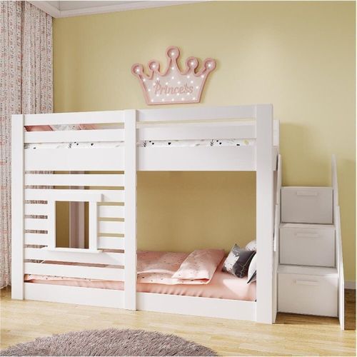 Beliche Montessoriano Star Plus com Janela e Escada Lateral Casatema Branco Branco