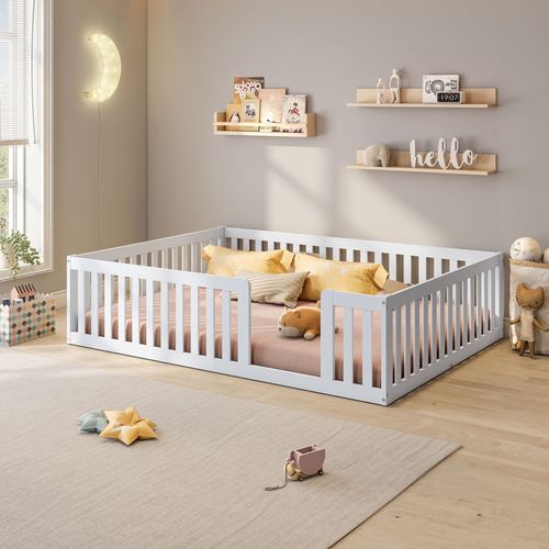 Cama Montessoriana Casal Com Grade Giulia Casatema Branco