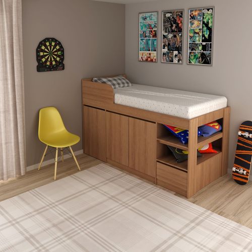 Cama Infantil Multifuncional CM8021 Amêndoa Laranja/Amendoa Amendoa