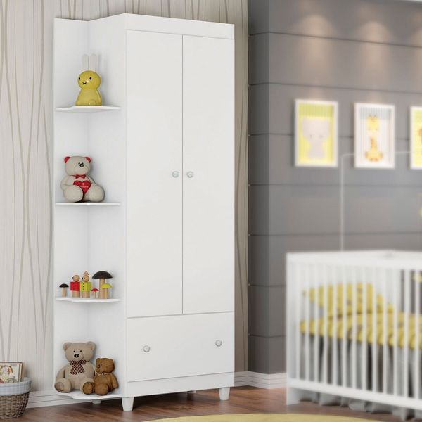 Guarda Roupa Infantil Gutti 2 Portas Flex 3 Cores em 1 Branco