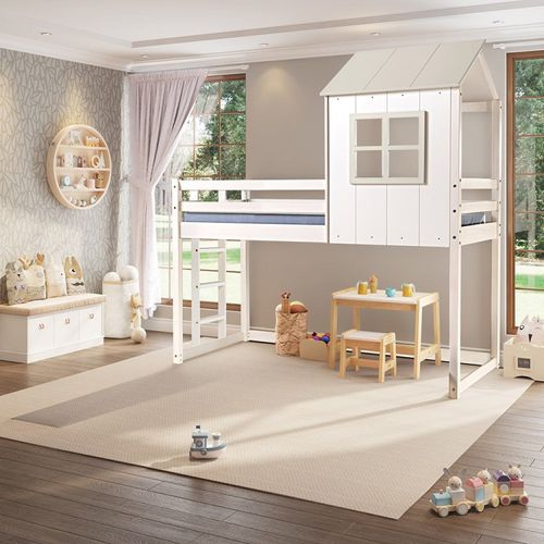 Cama Alta Infantil Cabana Family Branco/Off White - Casatema