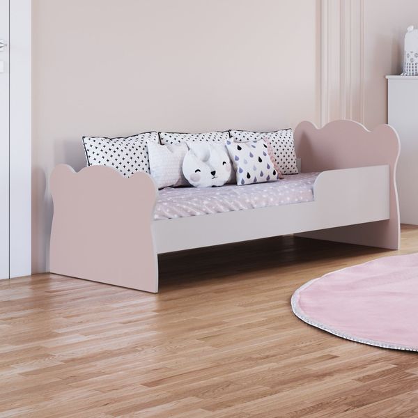 Mini Cama Infantil com Proteção Lateral 1590 Baby Branco/Rosa