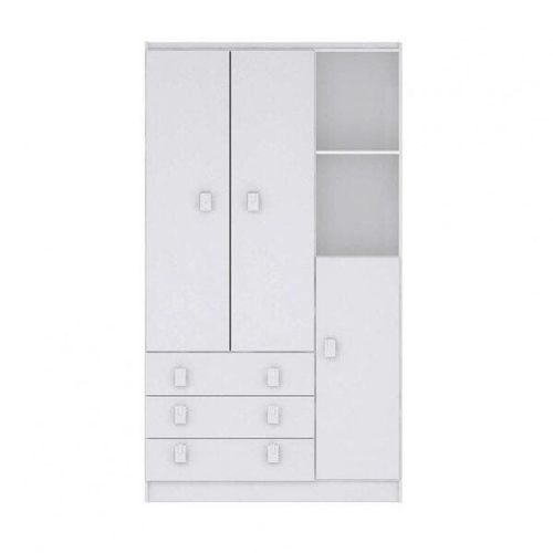 Guarda-Roupa de Bebê 3 Portas 3 Gavetas Baby Flex Color Branco Branco