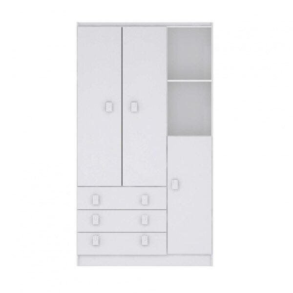 Guarda-Roupa de Bebê 3 Portas 3 Gavetas Baby Flex Color Branco