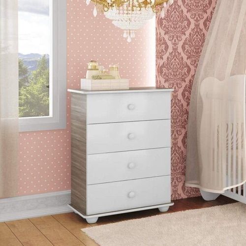 Cômoda de Bebê 4 Gavetas 2031 Baby Fresno/Branco