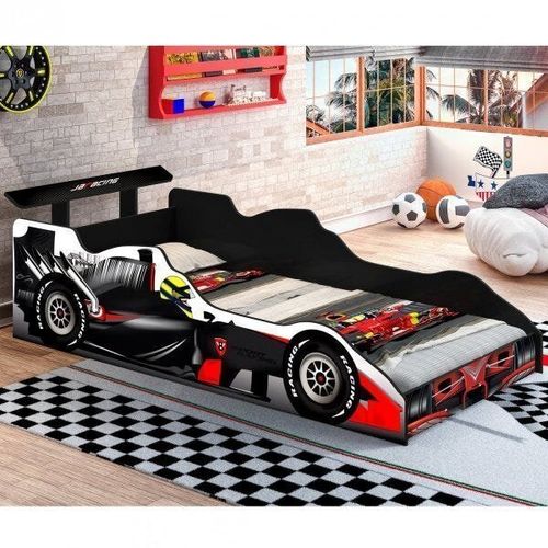 Cama Infantil Carro Formula 1 Preto J&A Móveis Preto