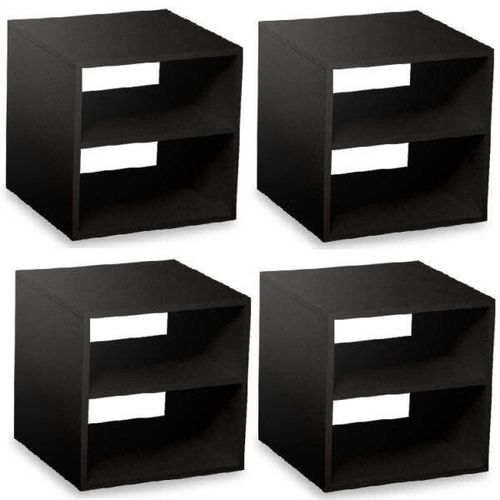 Conjunto 4 Nichos Cubo com 1 Prateleira Montana Kit Cubos Baby Espresso Móveis Preto