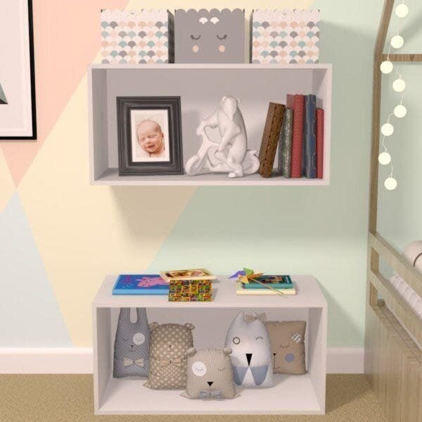 Nicho Cubo com Fundo Branco Glas Baby Branco