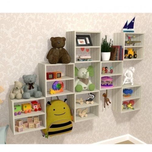 Kit 7 Nichos Cubo com 1 Prateleira Lema Kit Cubos Baby Bramov Móveis Geneve