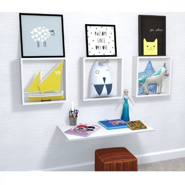 Conjunto 3 Nichos e 1 Mesa Dobrável de Parede Vidame Kitcubos Branco