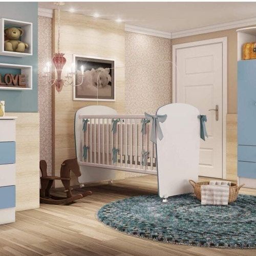 Berço Infantil 6900 Espresso Móveis Branco/Azul