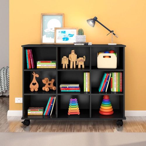 Estante Baixa Nicho com Rodízios 108cm Preto