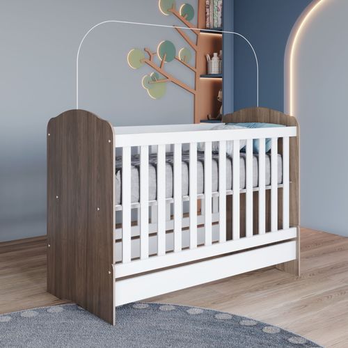 Berço Mini Cama 3 em 1 Bala de Menta Rústico/Branco