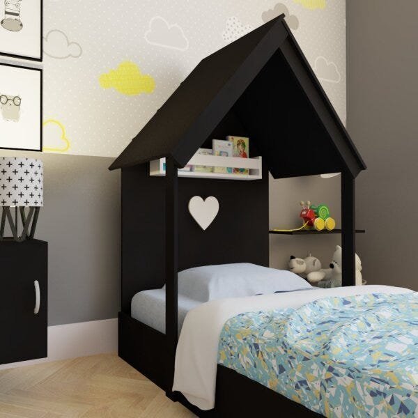 Cama Carro Force 09 infantil preto - J&A Móveis