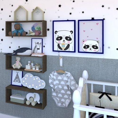 Conjunto Bim com 3 Nichos Bramov Móveis Ameixa Negra