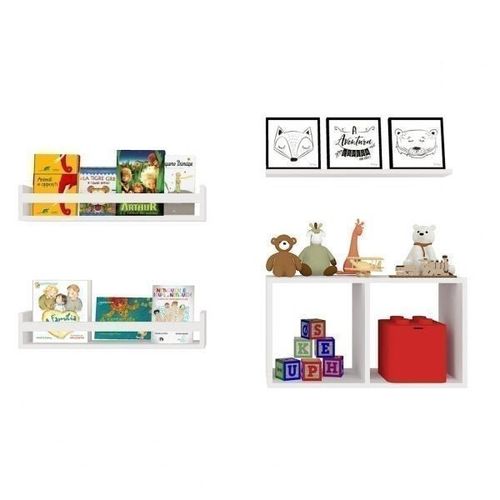 Conjunto Infantil com 1 Nicho e 3 Prateleiras Trini Bramov Móveis Branco